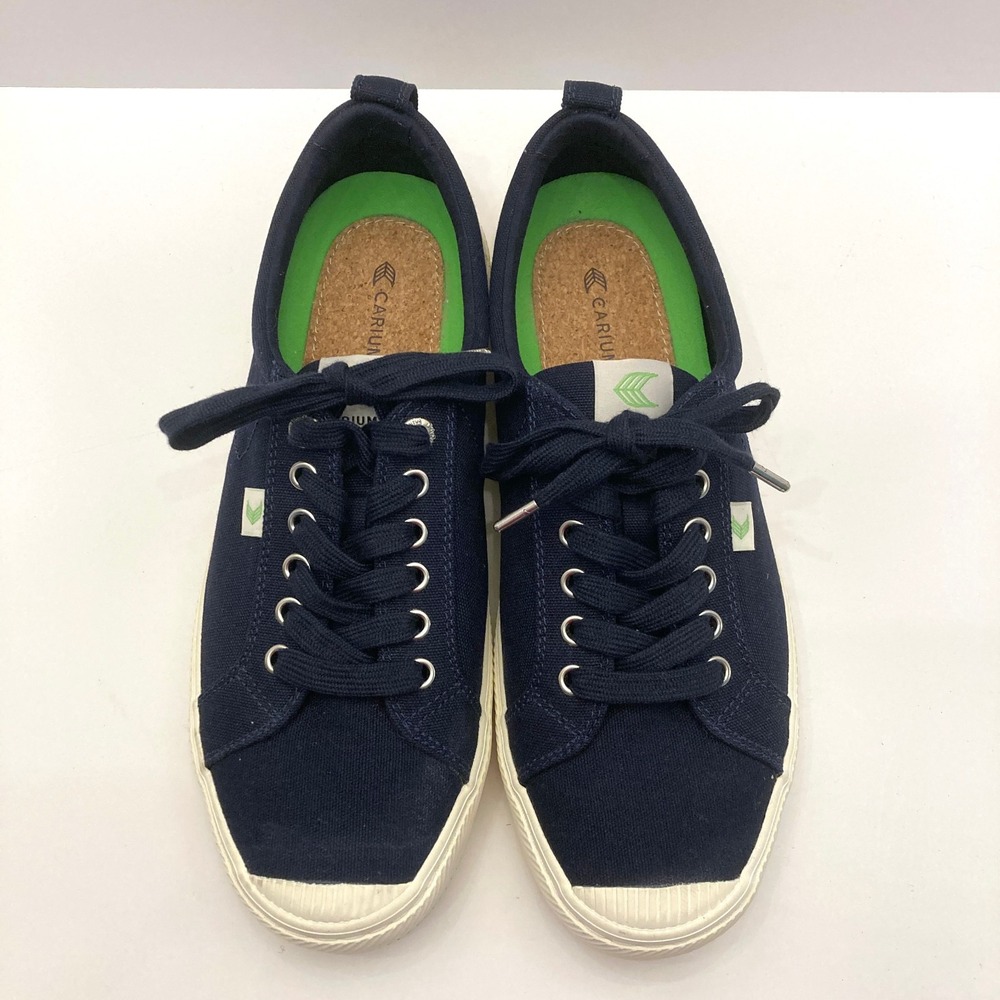 Cariuma OCA Low Sneakers Navy Blue Men 10‎ Women 11.5 Canvas Cork Insoles
